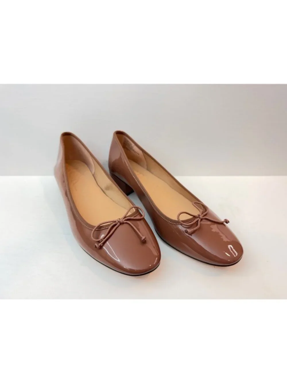 J. Crew Women's Teagan Ballet Pumps Size 10 1/2 Patent Leather Taupe Brown NWOB